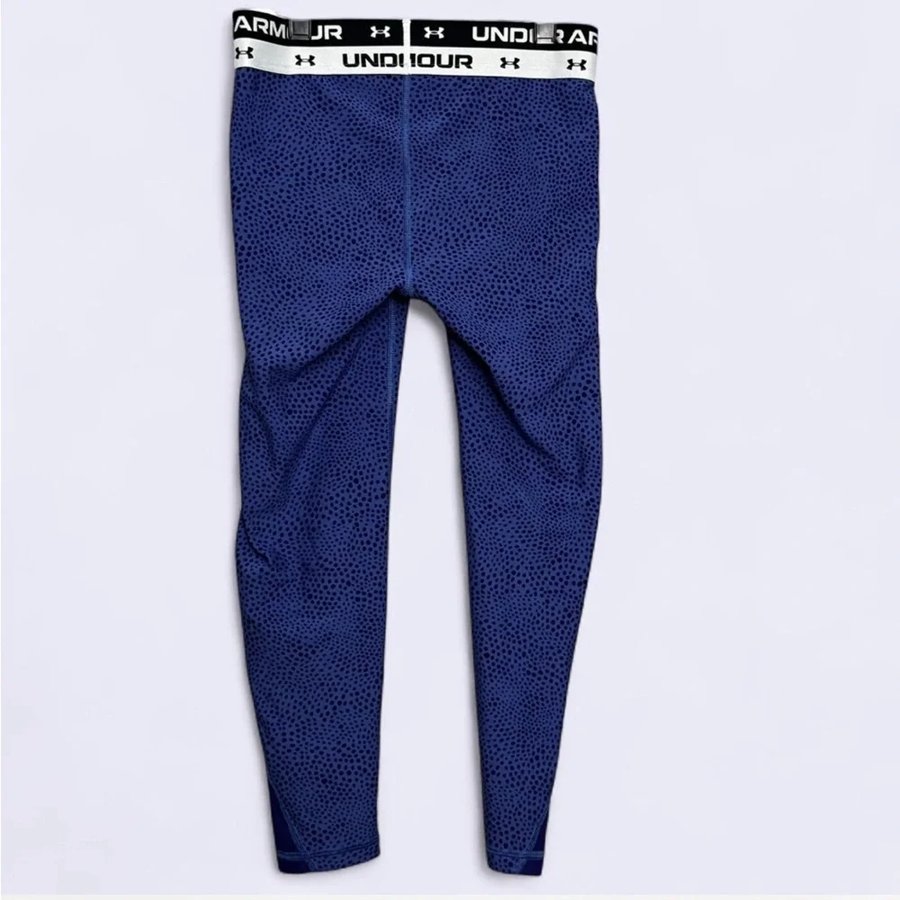 Under Armour Girls Navy‎ Blue Speckled Compression Ankle Crop Leggings Youth Med
